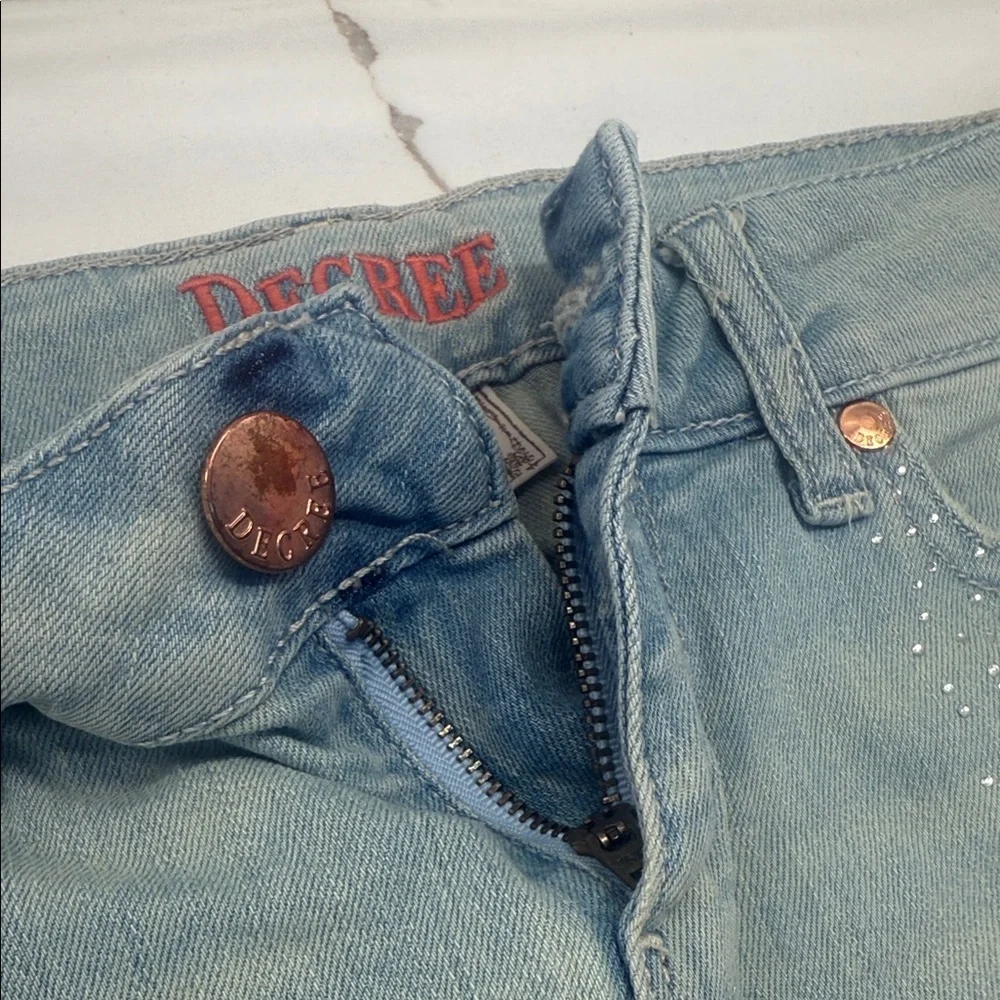 Decree‎ Sky Blue Frayed Jean Shorts